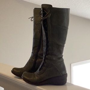 Miz Mooz army green tall boots.  Size 37